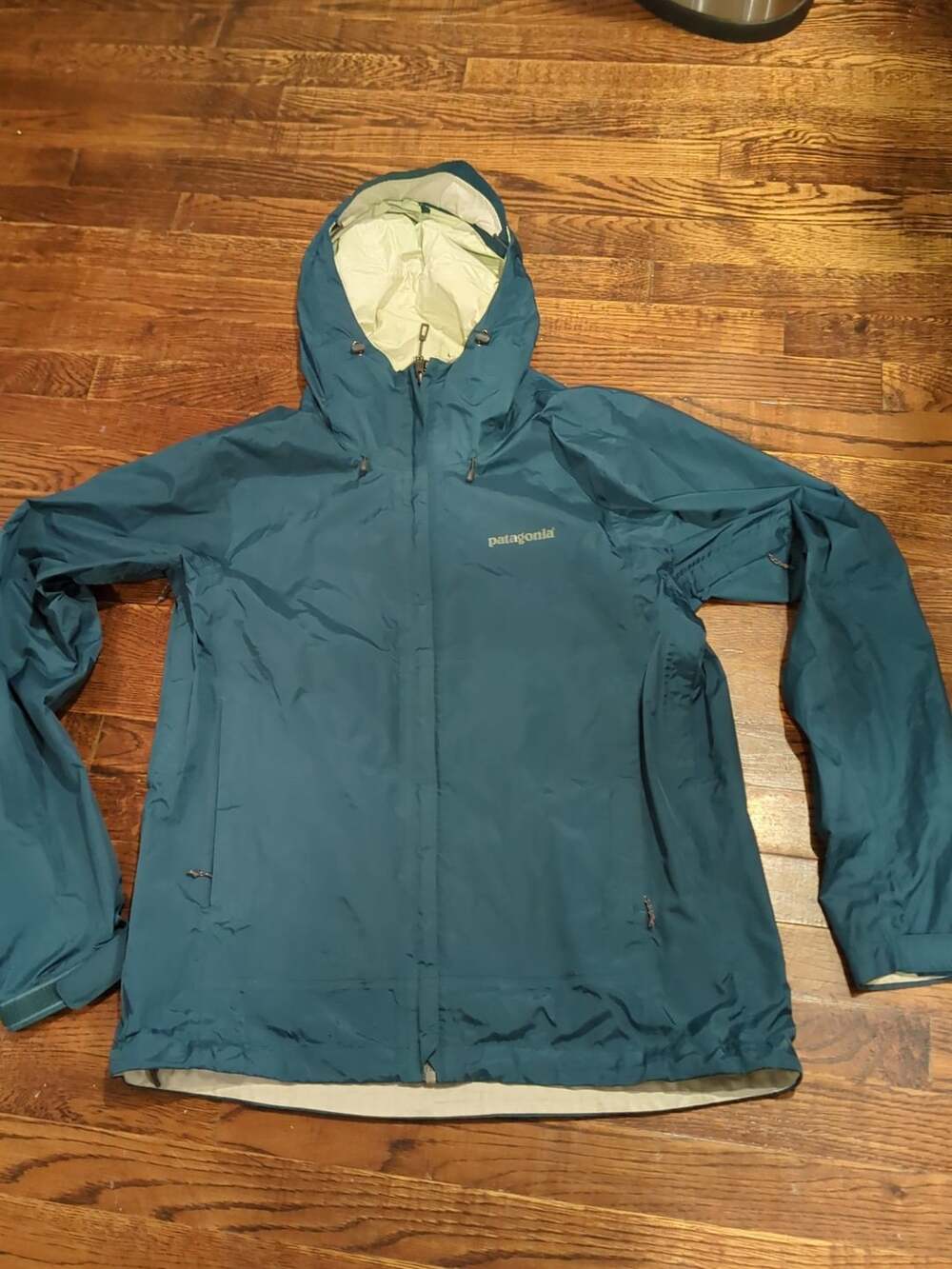 Patagonia Rain Jacket Size M Blue Waterproof Hooded Full Zip
